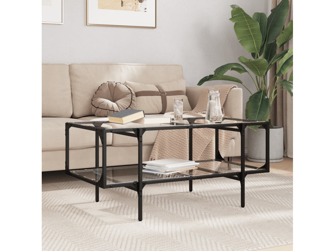 Mesa De Centromesa Auxiliarmesita De Centro Superficie De Vidrio Acero 98,5x50x45 Cm Wsd98472