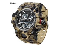 Elegante reloj para hombre, estilo militar G, estampado de camuflaje, multifuncional, con doble pantalla y resistente al agua.