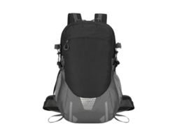 Mochila deportiva de gran capacidad, ideal para senderismo, ciclismo y acampada. Resistente al agua. Negra.