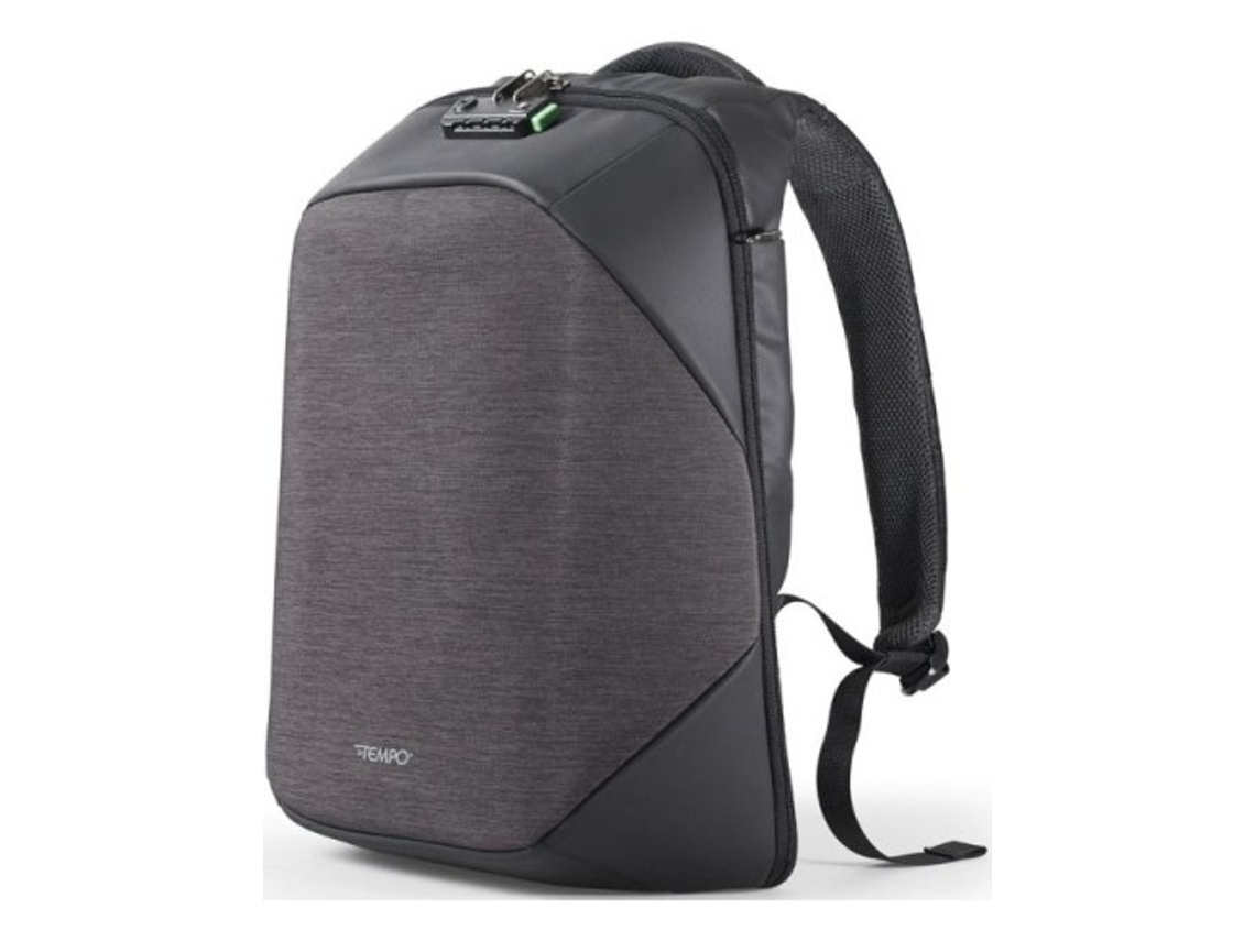 Mochila Tekniko negra con cerradura de combinación, cable antirrobo y puerto USB 34x16x46 cm