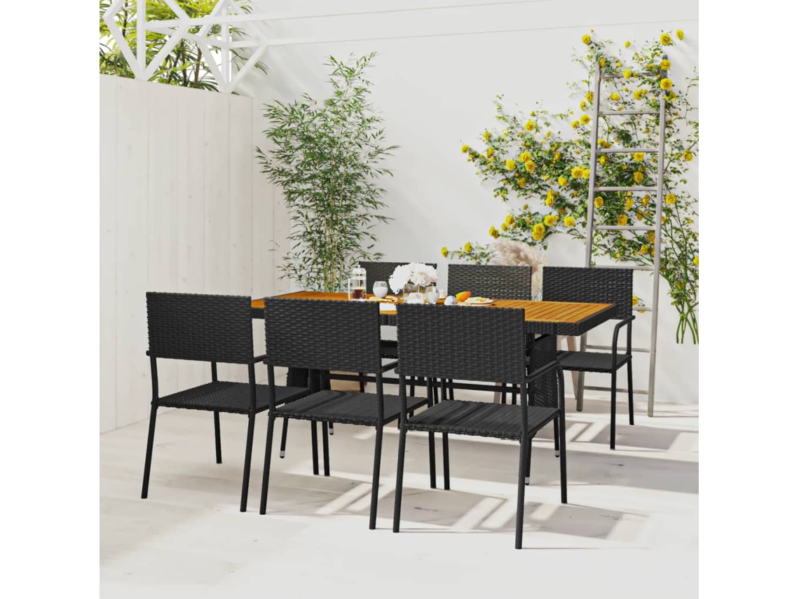 Juego de comedor de exterior DKD Home Decor en mimbre negro
