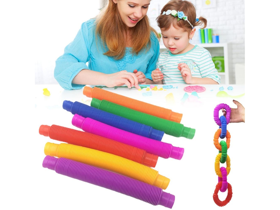 Ats-4pcs Juguetes De Descompresión De Tubo Telescópico Extensible De Color Para Adultos Niños Mini Tubos Juguetes Sensoriales
