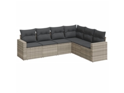 Maison Exclusive - Set De Sofás De Jardín 6 Pzas Y Cojines Ratán Sintético Gris