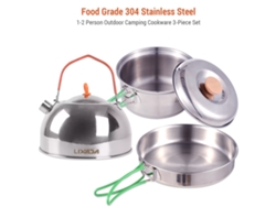 Juego de cocina portátil de acero inoxidable para camping, para 1-2 personas.