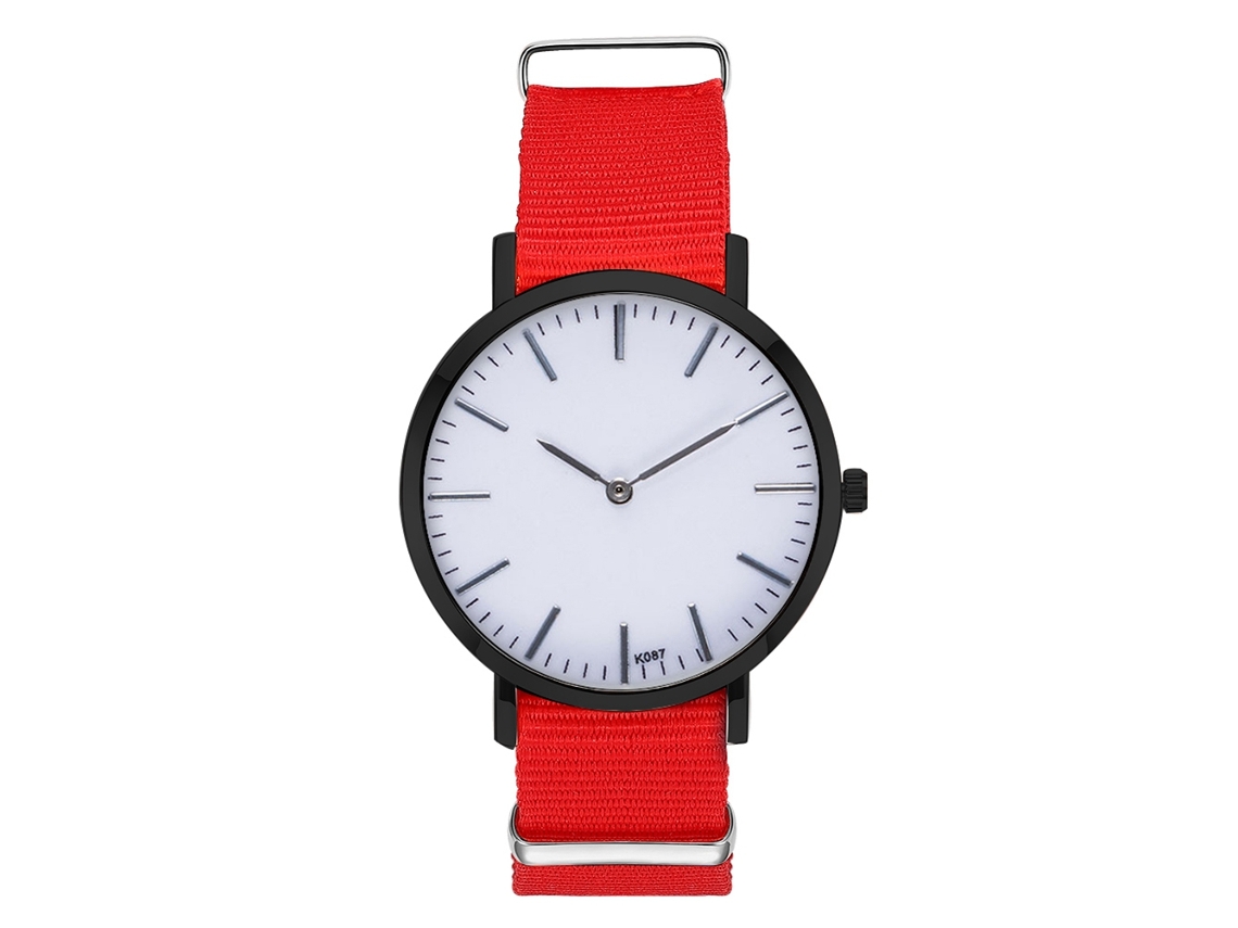 Reloj De Moda Para Hombre Y Mujer, Correa De Nailon, Esfera Redonda, Reloj De Cuarzo Para Parejas (rojo)
