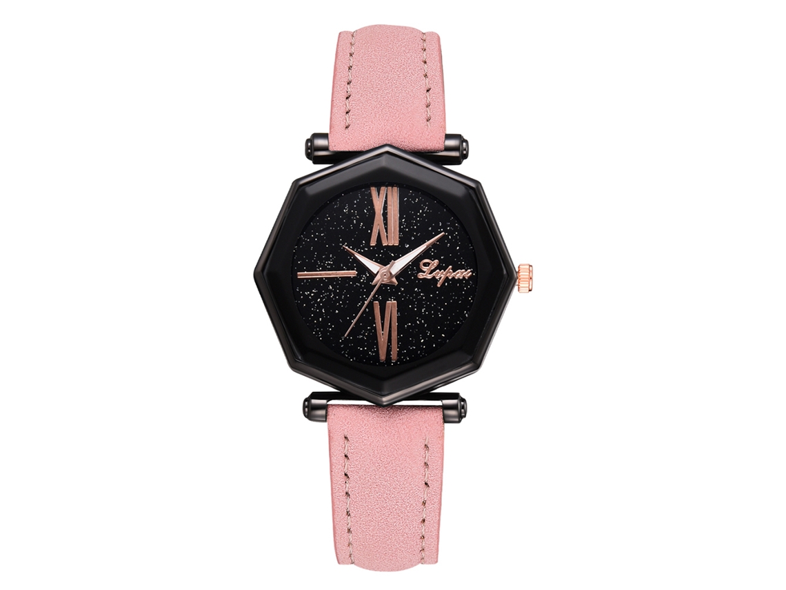 Reloj De Pulsera Para Mujer Con Correa De Piel Sintética, Movimiento De Cuarzo, Estilo Sencillo (rosa)