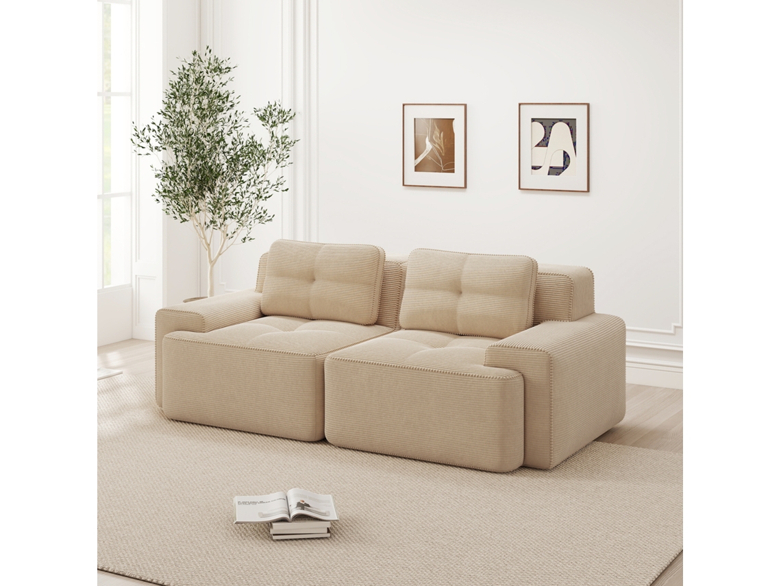 Sofá Modular Boneless 2 Plazas - Cómodo, Moderno, Tipo Nube, Sofá Cama - Beige