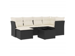 Maison Exclusive - Set De Comedor De Jardín 7 Pzas Y Cojines Ratán Sintético Negro