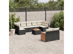 Conjunto de sofás de jardín de 10 piezas DKD Home Decor con cojines de mimbre negros