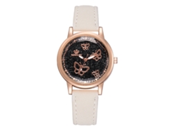 Elegante Reloj De Pulsera De Cuarzo Para Mujer Con Esfera Redonda Y Correa De Piel Sintética Blanca.