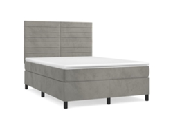 Maison Exclusive - Cama Box Spring Con Colchón Terciopelo Gris Claro 140x200 Cm