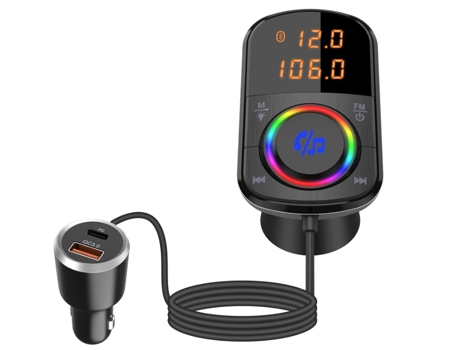 Transmisor FM Bluetooth, Radio de coche inalámbrica Bluetooth 5.0 Cargador de coche USB C Carga rápida PD 18W y QC3.0, con botón de apagado, compat...