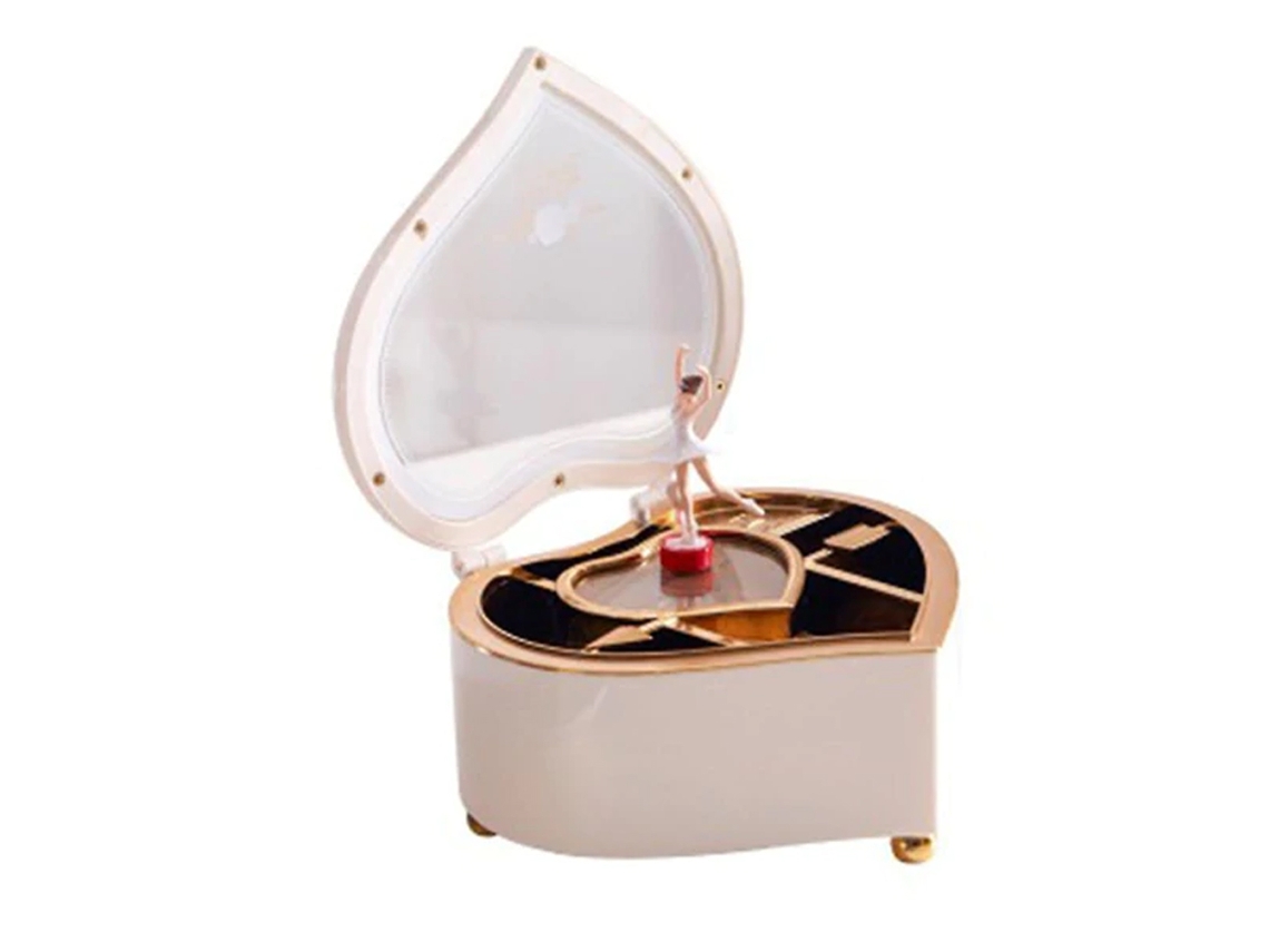 Caja de música con forma de corazón de bailarina, joyero para aretes, collares y pulseras Truyuety