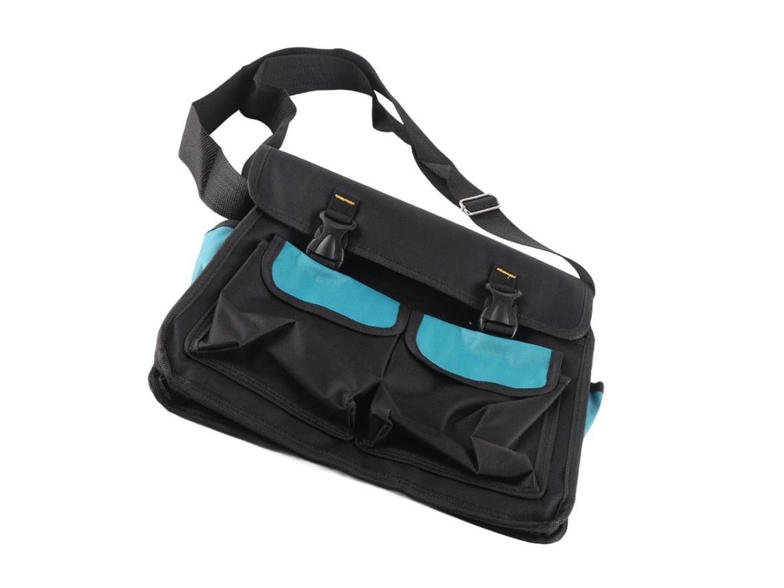 Mochila Grande Multifuncional Para Herramientas Con Correa Cruzada, Azul Y Negro, Oxford Y Lona.