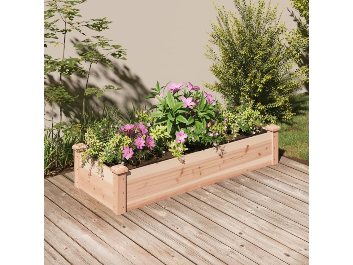 Jardinera elevada con forro de madera maciza de abeto de 120 x 45 x 25 cm, DKD Home Decor