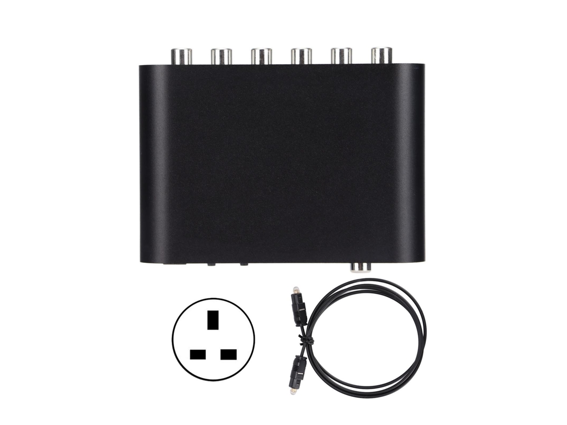 Decodificador De Áudio Digital 5.1 51r Com Entradas Fiber Coaxial Para Rca E Aux Plug Uk 100‑240v