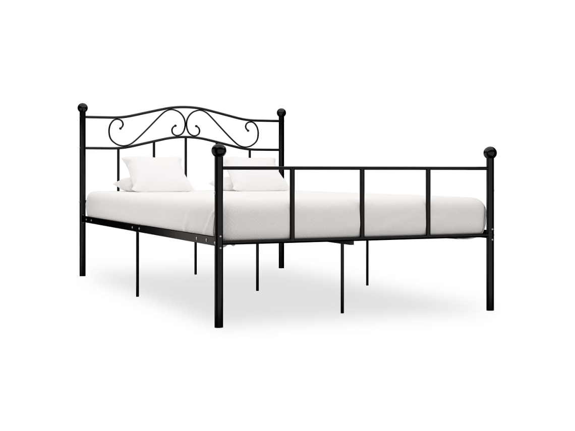 Estructura De Cama Sin Colchón Metal Negro 140x200 Cm