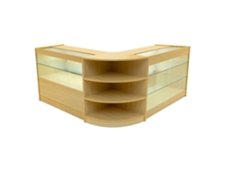 Mostrador comercial MonsterShop Calliope, arce, K1200C1200LM60, MDF y vidrio templado
