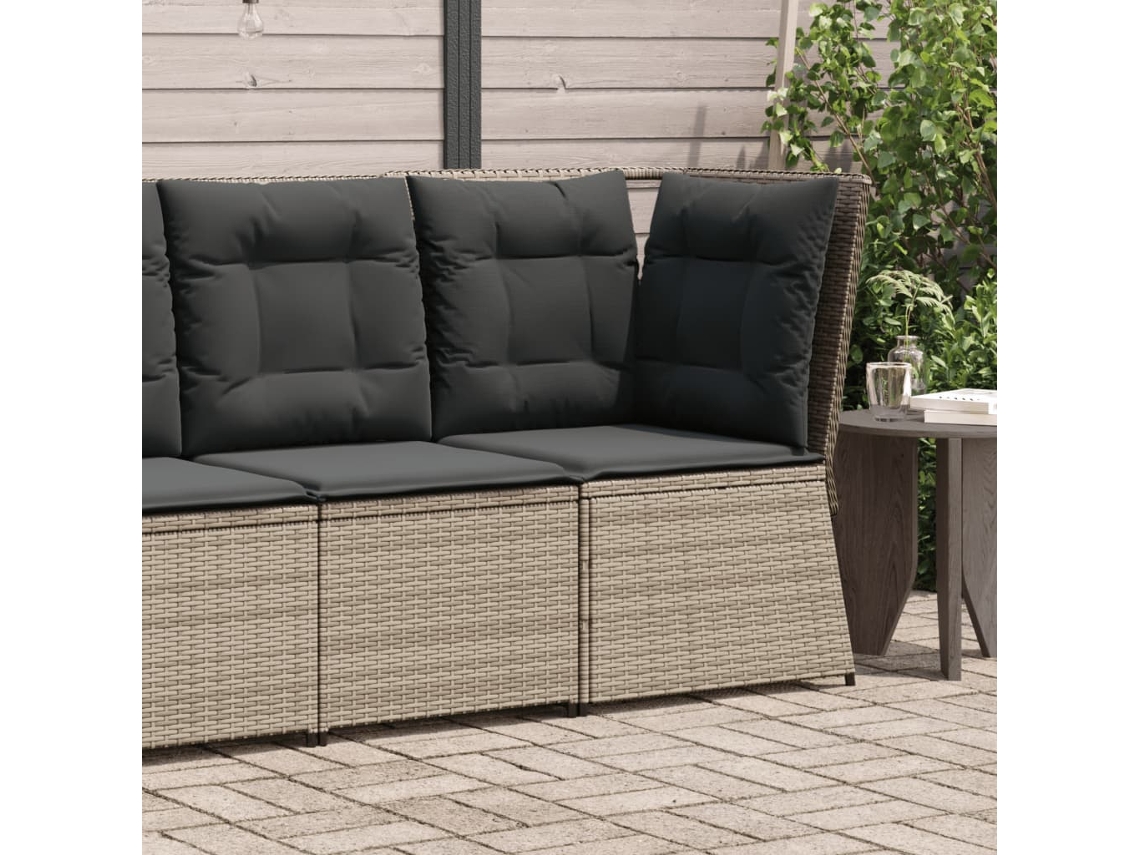 Sofá De Esquina De Jardín | Sofá De Exterior Con Cojines Ratán Sintético Gris Wsd532785