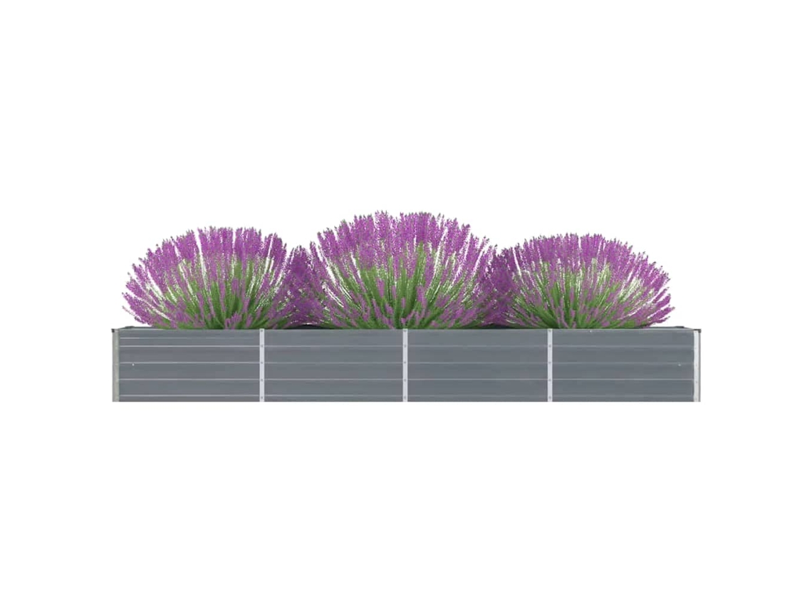 Macetero elevado HarlanV1 (320x40x45 cm) de acero galvanizado, color gris.