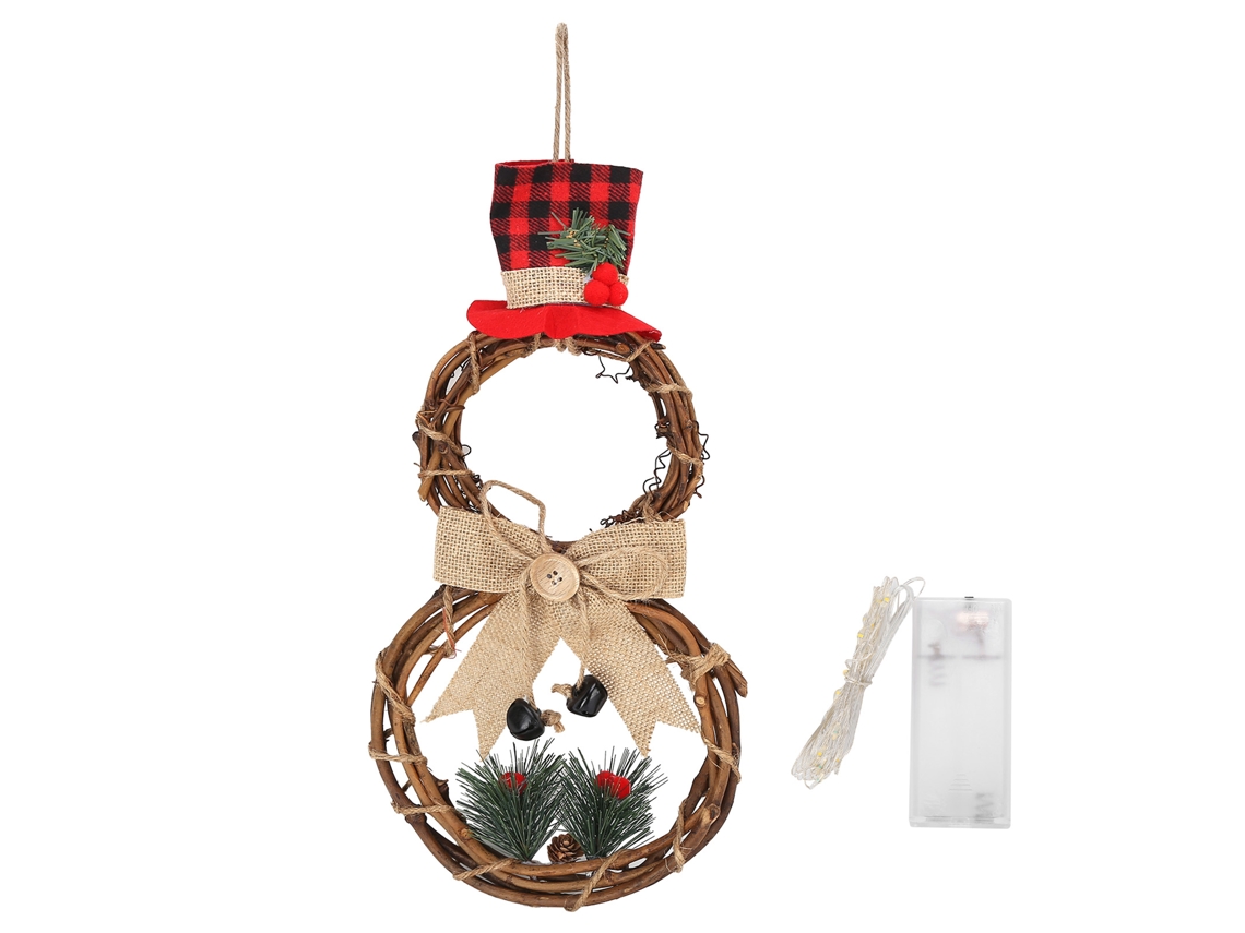 Corona Navideña Con Muñeco De Nieve Led Para Decorar La Puerta Y Crear Un Ambiente Festivo.
