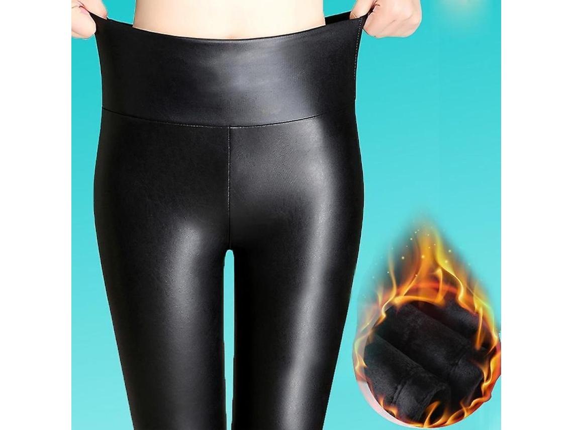 Leggings De Cuero Falso Alto Invierno Mujer Calientito Slim Pantalones Fleece C013 Xl Plus Velvet 4