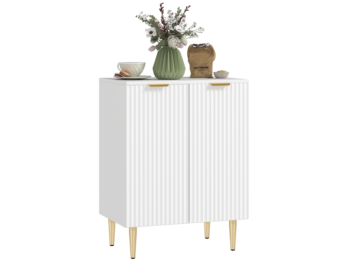 Aparador de cocina con 2 puertas, estante regulable, patas metálicas, 60x40x80 cm, blanco | Sin marca