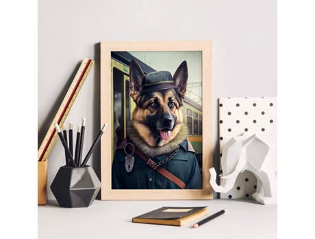 NACNIC Lámina Pastor Alemán Generoso En Estilo Fotografía A Todo Color Curiosas Ilustraciones Realistas De Animales Con Ropa Humana