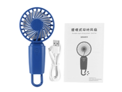 Mini ventilador portátil recargable por USB con gancho - Azul