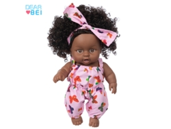 Muñeca De Niña De 20 Cm, De Vinilo Seguro, De Piel Oscura Africana, Un Regalo Ideal Para Una Niña.