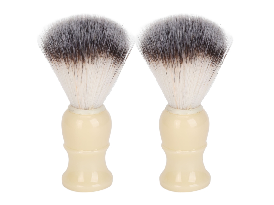2pcs Cepillo De Barbilla Para Hombre Con Cerdas Sintéticas Y Mango Curvo Para Grooming