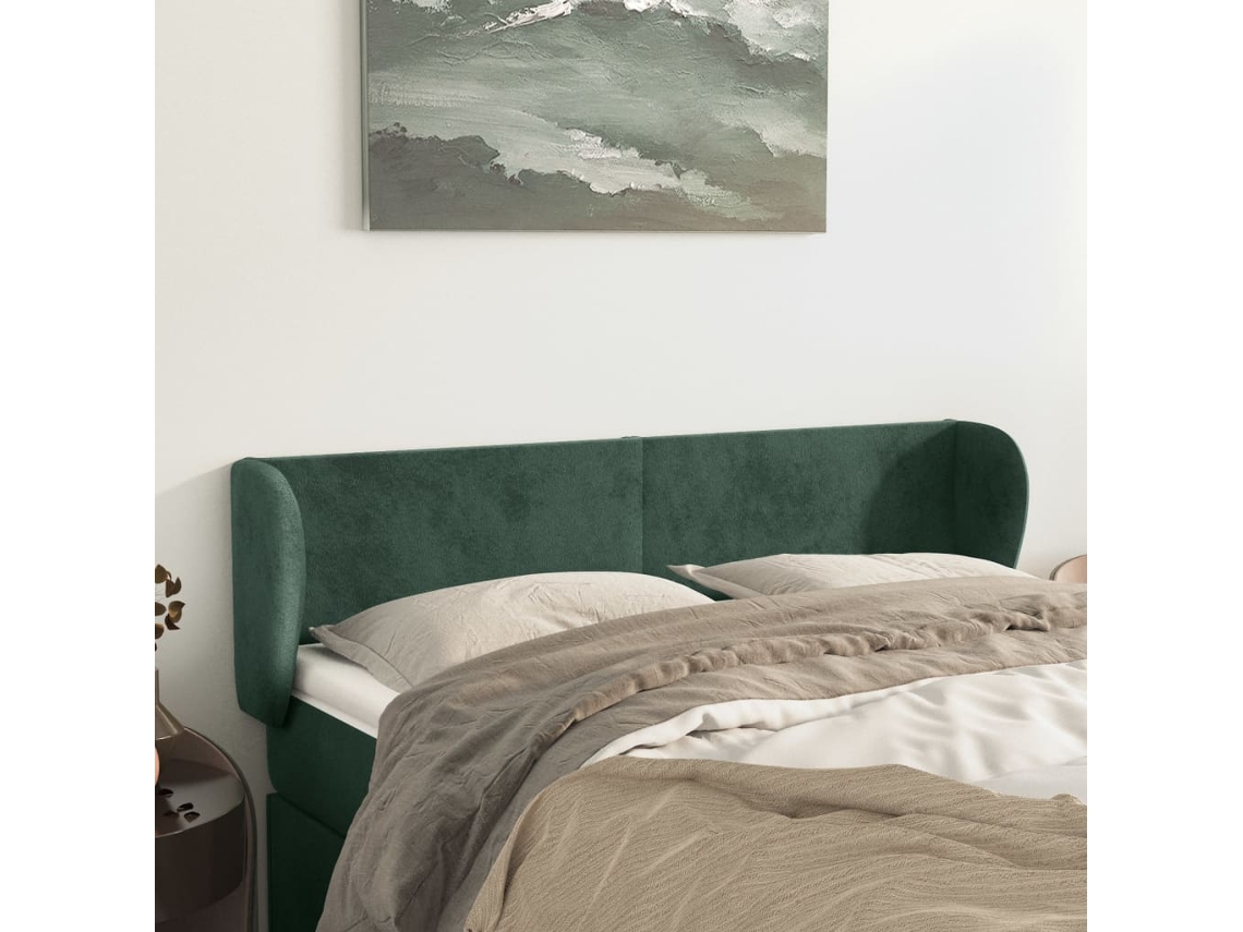 Cabecero De Terciopelo Verde Oscuro 147x23x78/88 Cm