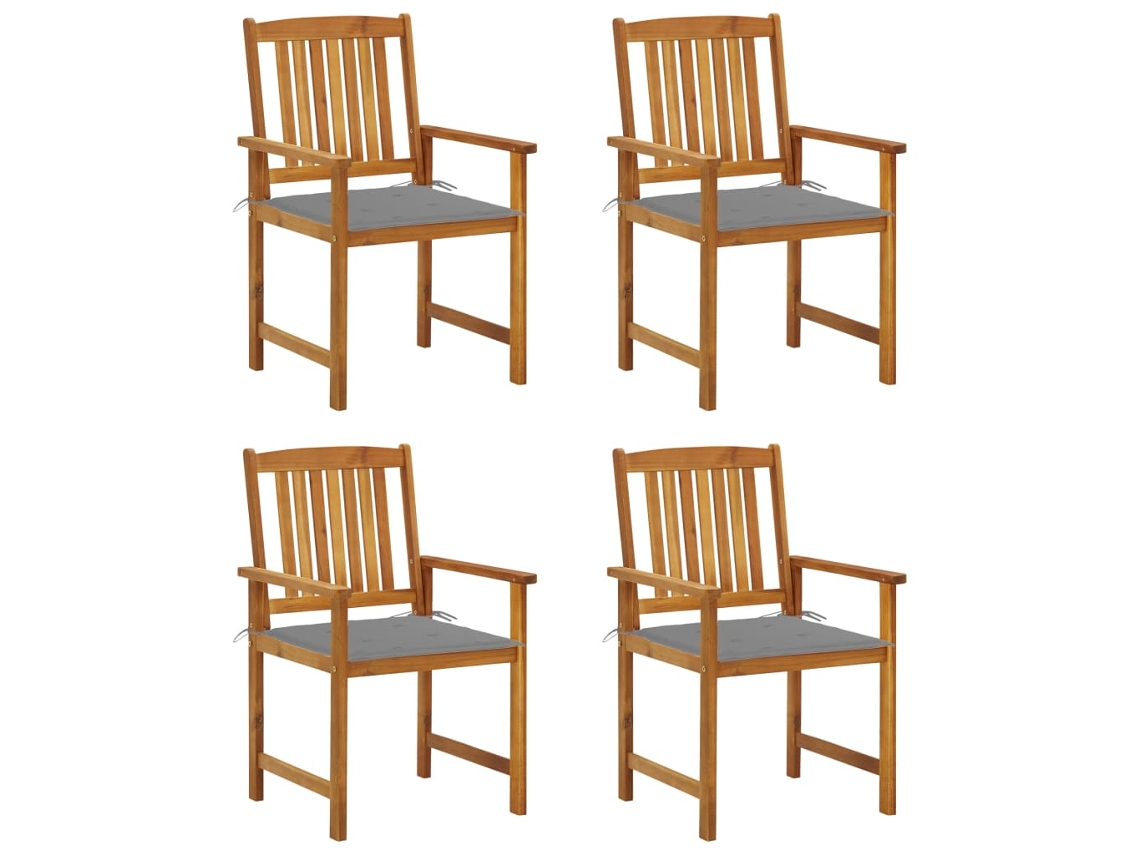 Sillas de jardín DKD Home Decor de 4 piezas con cojines, madera maciza de acacia