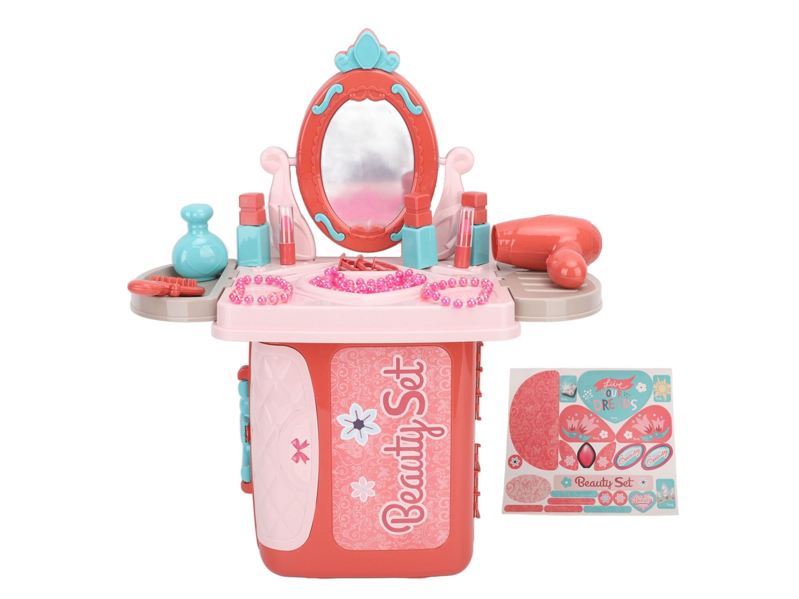 Conjunto De Vanity Infantil 3 Em 1 Mesa De Maquiagem Brinquedo Para Meninos E Meninas Com Mala