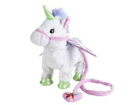 Unicornio Que Camina Del Canto Electrónico, Caballo Robot de La Felpa, Juguete Animal Para El Niño Blanco