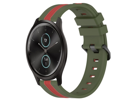 Correa de reloj inteligente para Garmin Garminmove Style 20 mm Correa de reloj de silicona vertical bicolor (verde militar + rojo)