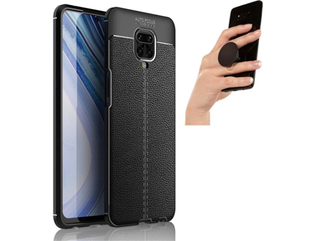 Carcasa y Popsocket Xiaomi Redmi Note 9 PRO Rugged Leather Negro