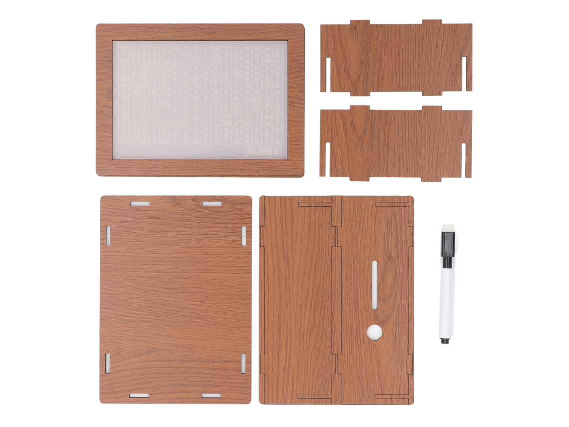 Hucha de madera con contador de objetivos de hasta 10000 USD para niños y niñas.