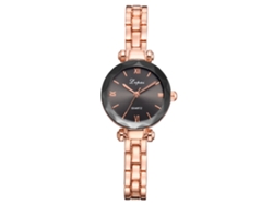 Reloj De Pulsera Retro Para Mujer Con Números Romanos, Brazalete De Aleación, Cuarzo Oro Rosa, Negro Y Negro.