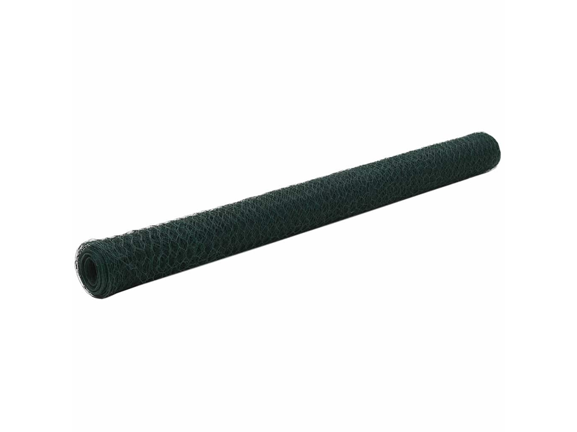 Valla de alambre para gallineros de 25 x 1,5 m, de acero con revestimiento de PVC verde, DKD HOME DECOR