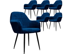 Conjunto de 6 Cadeiras de Jantar ML-DESIGN 37 Azul (Microfibra, Metal - 58x43x83 cm)
