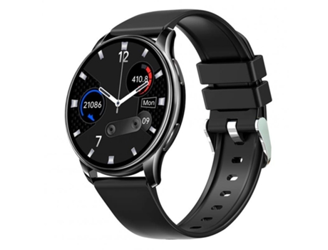 Smartwatch con marco de metal Medición de temperatura Ritmo cardíaco Monitoreo de la presión arterial Negro
