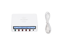 Estación De Carga Usb 50w 6 Puertos Hub De Carga Qc 3.0 Base De Carga Inalámbrica Lcd