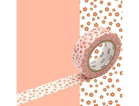 Cinta Adhesiva Flores Rojas Sobre Fondo Blanco MASKING TAPE (1,5 cm X 7m)