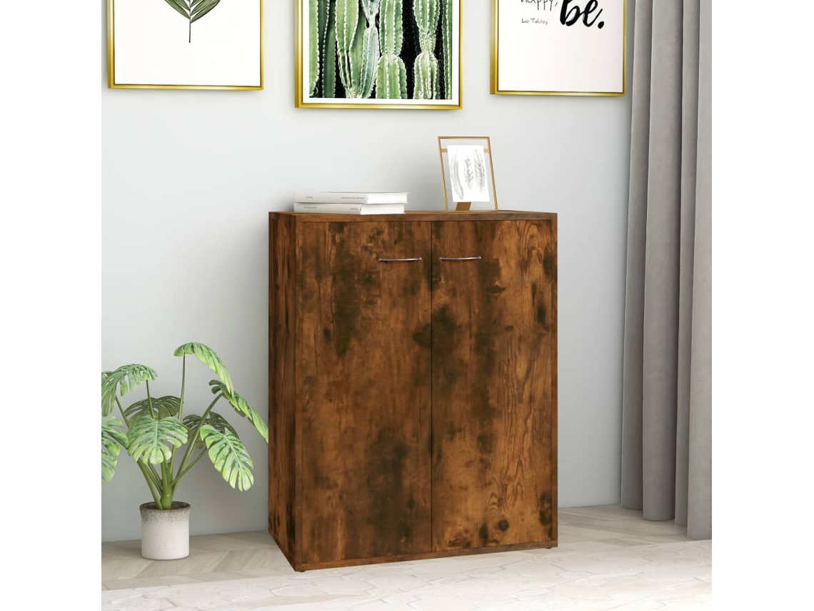 Aparador Madera Contrachapada Color Roble Ahumado 60x30x75 Cm