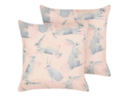 Cojines con estampado de animal BELIANI Ratibida de Algodón, Poliéster Rosa 45x45x14