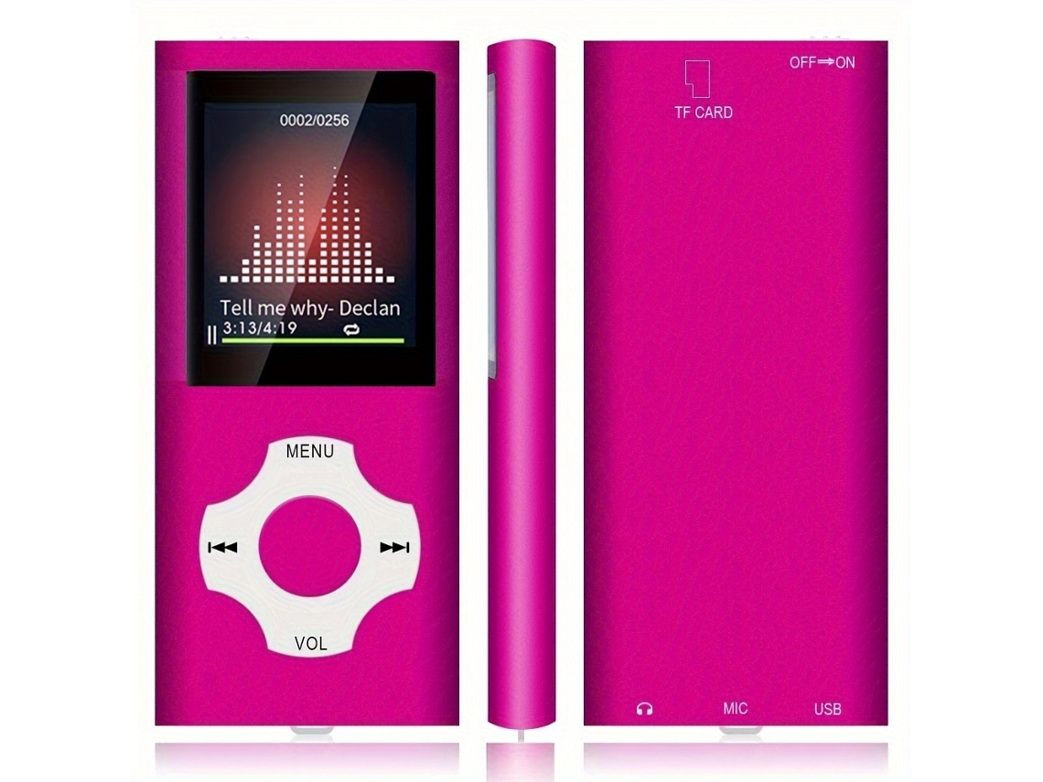 Reproductor de MP3 Saisiyiky Reproductor de MP3/MP4 Música, Vídeos, Fotos, Radio FM, Grabaciones Con Auriculares 16 GB Facpoet