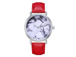 Reloj De Mujer Zhoulianfa Dial Marmoleado Plata Caja Pu Acero Cuarzo Rojo