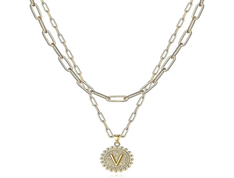 Collar de letras Gold de 18k/platino alfabeto chapado colgante de encanto inicial