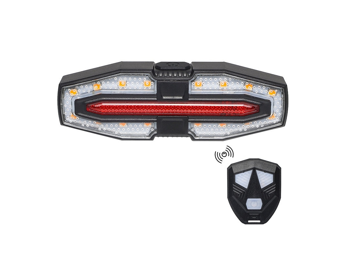 Luz trasera para bicicleta con intermitentes, recargable por USB, control remoto inalámbrico, resistente al agua IPX4, luz de advertencia LED ultrabrillante.